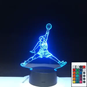 Lampe 3D basketball montrant un joueur driblant avec le ballon