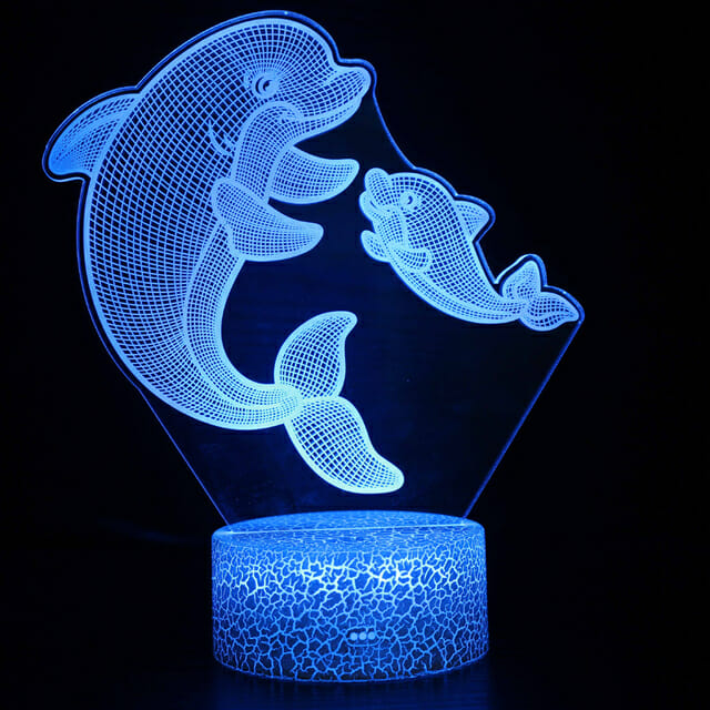 Lampe 3D Dauphin Mère et Petit - Liens Luminés
