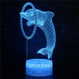 Lampe 3D Dauphin - Acrobatie Lumineuse à Travers le Cerceau