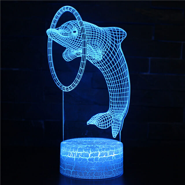 Lampe 3D Dauphin - Acrobatie Lumineuse à Travers le Cerceau