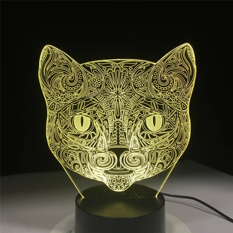 Lampe 3D Chat Tête De Face