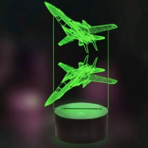 Lampe 3D avion de guerre dans deux angles de vue