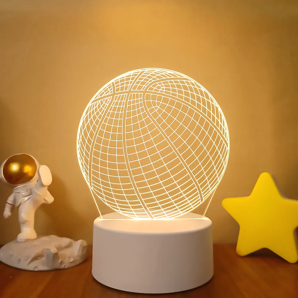 Lampe 3D football avec 3 ballons cote a cote