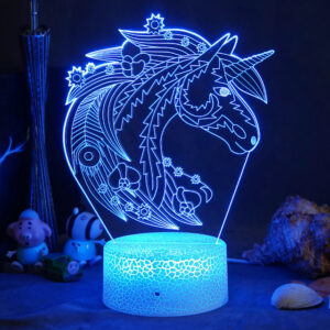 Lampe 3D licorne artistique