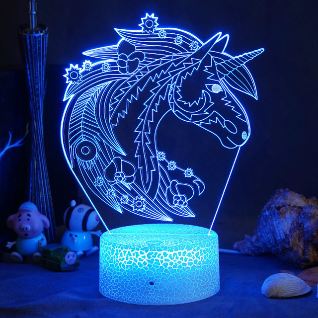 Lampe 3D licorne artistique
