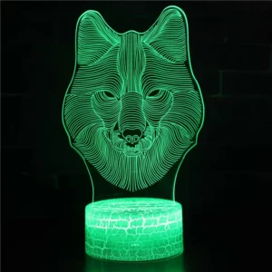 Lampe 3D Loup: Portrait d'une Beauté Sauvage