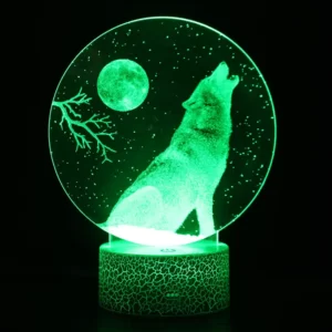 Lampe 3D Loup Garou Devant la Pleine Lune