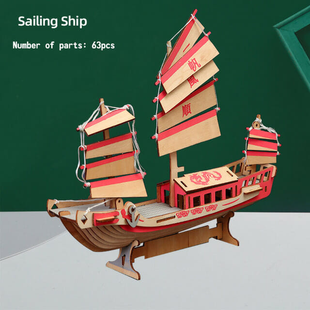 Puzzle 3D Bateau Japonais en Bois 63 Pièces Age 12+