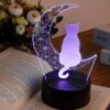 Lampe 3D silhouette de Chat sur la Lune