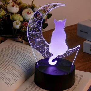 Lampe 3D silhouette de Chat sur la Lune
