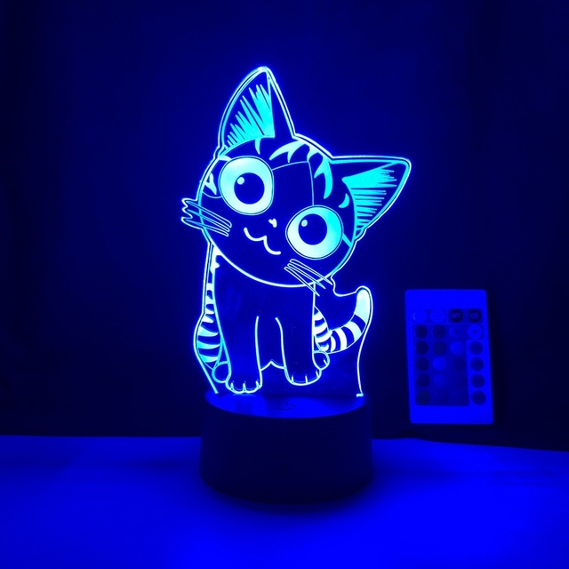Lampe 3D Chat mignon a Lumiere LED