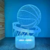 Lampe 3D basketball avec ballon dans un panier