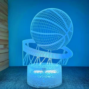 Lampe 3D basketball avec ballon dans un panier