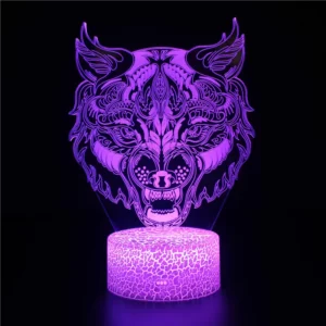 Lampe 3D Loup Tête Artistique