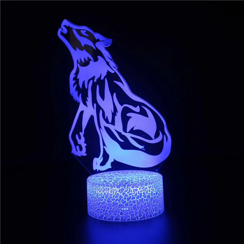 Lampe 3D Loup Rugissant