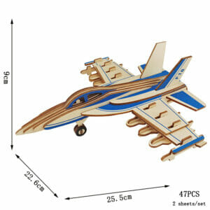 Puzzle 3D Avion F18 Hornet en Bois 47 Pièces Age 8+ 26x23x9cm