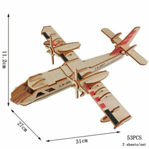 Puzzle 3D Avion Bombardier en Bois 53 Pièces Age 8+ 31x27x11cm