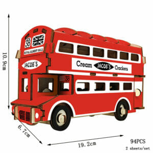 Puzzle 3D Bus Double Étage en Bois 94 Pièces Age 8+ 19x7x11cm