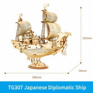 Puzzle 3D Bateau Diplomatique Japonais en Bois 91 Pièces 188x50x165mm