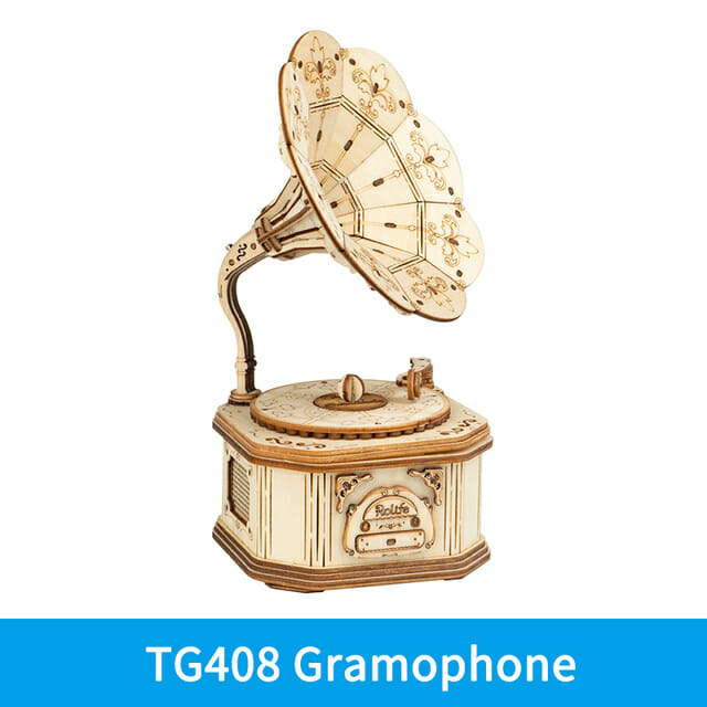 Puzzle 3D Gramophone en Bois 122 Pièces Age 14+112x102x185mm