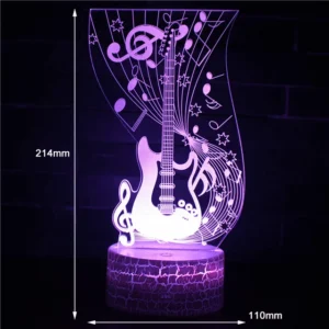Lampe 3D Guitare Basse notes de musique