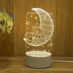 Lampe 3D Ourson dormant sur la lune