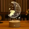 Lampe 3D Lapin dormant sur la lune