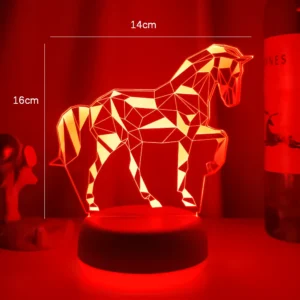 Lampe 3D Cheval style géométrique