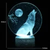 Lampe 3D Loup Hurlant à la Lune