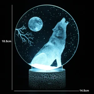 Lampe 3D Loup Hurlant à la Lune